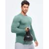 imageJMIERR Mens Fall Crewneck Shirt Long Sleeve AntiWrinkle Casual Muscle T Shirts Longline Ribbed ShirtsMist Green
