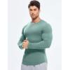 imageJMIERR Mens Fall Crewneck Shirt Long Sleeve AntiWrinkle Casual Muscle T Shirts Longline Ribbed ShirtsMist Green