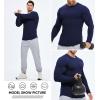 imageJMIERR Mens Fall Crewneck Shirt Long Sleeve AntiWrinkle Casual Muscle T Shirts Longline Ribbed ShirtsNavy Blue