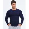 imageJMIERR Mens Fall Crewneck Shirt Long Sleeve AntiWrinkle Casual Muscle T Shirts Longline Ribbed ShirtsNavy Blue