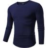 imageJMIERR Mens Fall Crewneck Shirt Long Sleeve AntiWrinkle Casual Muscle T Shirts Longline Ribbed ShirtsNavy Blue