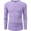 imageJMIERR Mens Fall Crewneck Shirt Long Sleeve AntiWrinkle Casual Muscle T Shirts Longline Ribbed ShirtsOrchid Purple