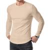 imageJMIERR Mens Fall Crewneck Shirt Long Sleeve AntiWrinkle Casual Muscle T Shirts Longline Ribbed Shirts05 Beige
