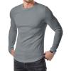 imageJMIERR Mens Fall Crewneck Shirt Long Sleeve AntiWrinkle Casual Muscle T Shirts Longline Ribbed ShirtsGray