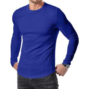 imageJMIERR Mens Fall Crewneck Shirt Long Sleeve AntiWrinkle Casual Muscle T Shirts Longline Ribbed ShirtsDark Blue