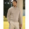 imageJMIERR Mens Quarter Zip Pullover Sweater Cable Knit Casual Stand Collar Texture Knitted SweatersBeige