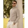 imageJMIERR Mens Quarter Zip Pullover Sweater Cable Knit Casual Stand Collar Texture Knitted SweatersBeige