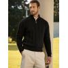 imageJMIERR Mens Quarter Zip Pullover Sweater Cable Knit Casual Stand Collar Texture Knitted SweatersBlack