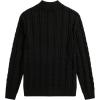 imageJMIERR Mens Quarter Zip Pullover Sweater Cable Knit Casual Stand Collar Texture Knitted SweatersBlack
