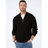 imageJMIERR Mens Quarter Zip Pullover Sweater Cable Knit Casual Stand Collar Texture Knitted SweatersBlack