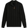 imageJMIERR Mens Quarter Zip Pullover Sweater Cable Knit Casual Stand Collar Texture Knitted SweatersBlack