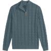 imageJMIERR Mens Quarter Zip Pullover Sweater Cable Knit Casual Stand Collar Texture Knitted SweatersBlue