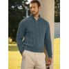 imageJMIERR Mens Quarter Zip Pullover Sweater Cable Knit Casual Stand Collar Texture Knitted SweatersBlue