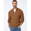 imageJMIERR Mens Quarter Zip Pullover Sweater Cable Knit Casual Stand Collar Texture Knitted SweatersBrown