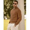 imageJMIERR Mens Quarter Zip Pullover Sweater Cable Knit Casual Stand Collar Texture Knitted SweatersBrown