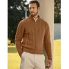 imageJMIERR Mens Quarter Zip Pullover Sweater Cable Knit Casual Stand Collar Texture Knitted SweatersBrown