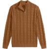 imageJMIERR Mens Quarter Zip Pullover Sweater Cable Knit Casual Stand Collar Texture Knitted SweatersBrown