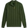 imageJMIERR Mens Quarter Zip Pullover Sweater Cable Knit Casual Stand Collar Texture Knitted SweatersGreen