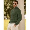 imageJMIERR Mens Quarter Zip Pullover Sweater Cable Knit Casual Stand Collar Texture Knitted SweatersGreen