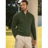 imageJMIERR Mens Quarter Zip Pullover Sweater Cable Knit Casual Stand Collar Texture Knitted SweatersGreen