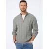imageJMIERR Mens Quarter Zip Pullover Sweater Cable Knit Casual Stand Collar Texture Knitted SweatersGrey