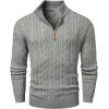 imageJMIERR Mens Quarter Zip Pullover Sweater Cable Knit Casual Stand Collar Texture Knitted SweatersGrey