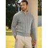 imageJMIERR Mens Quarter Zip Pullover Sweater Cable Knit Casual Stand Collar Texture Knitted SweatersGrey