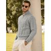 imageJMIERR Mens Quarter Zip Pullover Sweater Cable Knit Casual Stand Collar Texture Knitted SweatersGrey