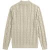 imageJMIERR Mens Quarter Zip Pullover Sweater Cable Knit Casual Stand Collar Texture Knitted SweatersLight Beige