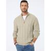 imageJMIERR Mens Quarter Zip Pullover Sweater Cable Knit Casual Stand Collar Texture Knitted SweatersLight Beige