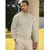 imageJMIERR Mens Quarter Zip Pullover Sweater Cable Knit Casual Stand Collar Texture Knitted SweatersLight Beige