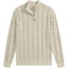 imageJMIERR Mens Quarter Zip Pullover Sweater Cable Knit Casual Stand Collar Texture Knitted SweatersLight Beige