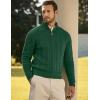 imageJMIERR Mens Quarter Zip Pullover Sweater Cable Knit Casual Stand Collar Texture Knitted SweatersMoss Green