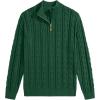 imageJMIERR Mens Quarter Zip Pullover Sweater Cable Knit Casual Stand Collar Texture Knitted SweatersMoss Green