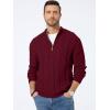imageJMIERR Mens Quarter Zip Pullover Sweater Cable Knit Casual Stand Collar Texture Knitted SweatersRed