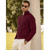 imageJMIERR Mens Quarter Zip Pullover Sweater Cable Knit Casual Stand Collar Texture Knitted SweatersRed