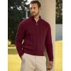 imageJMIERR Mens Quarter Zip Pullover Sweater Cable Knit Casual Stand Collar Texture Knitted SweatersRed