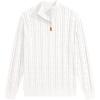 imageJMIERR Mens Quarter Zip Pullover Sweater Cable Knit Casual Stand Collar Texture Knitted SweatersWhite