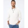 imageJMIERR Mens Quarter Zip Pullover Sweater Cable Knit Casual Stand Collar Texture Knitted SweatersWhite