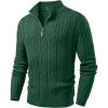 imageJMIERR Mens Quarter Zip Pullover Sweater Cable Knit Casual Stand Collar Texture Knitted SweatersMoss Green