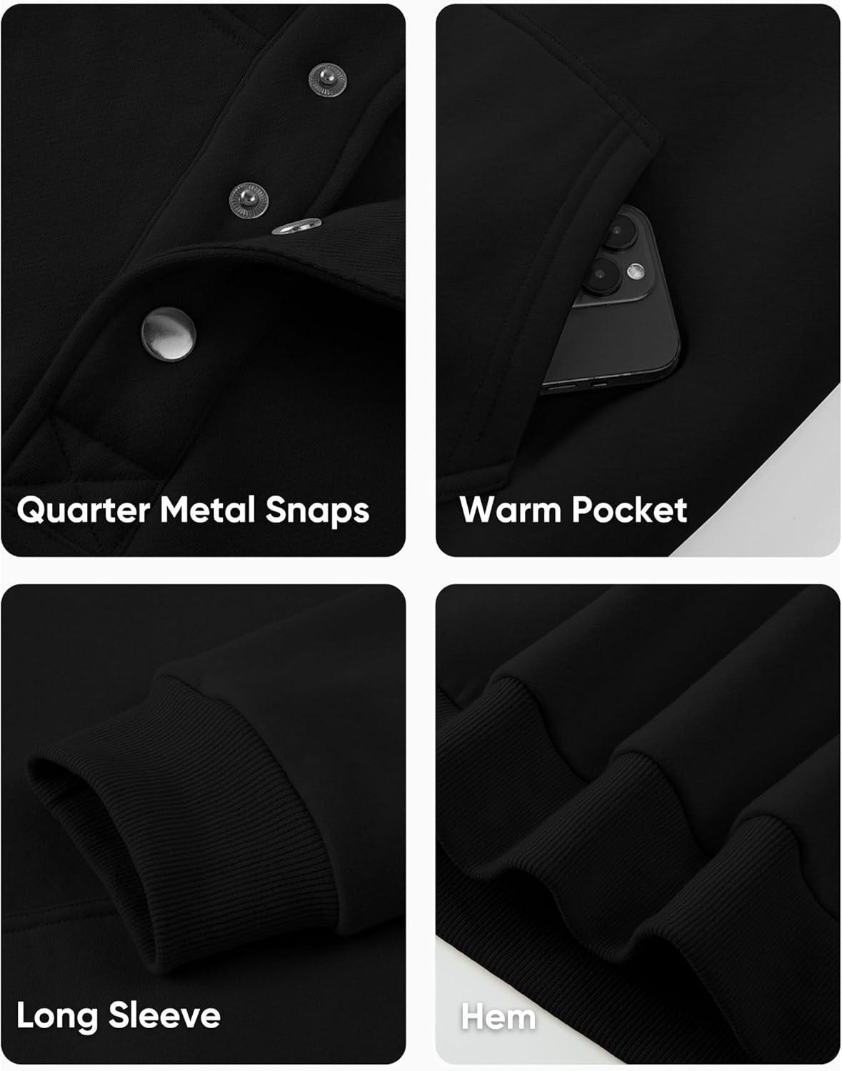 imageJMIERR Mens 2025 Casual Fahsion Fall Hoodie Pullover Quarter Drawstring Fleece Winter Button Hooded Shirt with Pocket0 Black