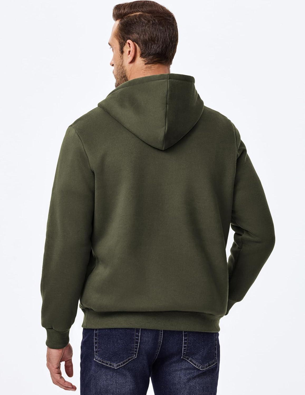 imageJMIERR Mens 2025 Casual Fahsion Fall Hoodie Pullover Quarter Drawstring Fleece Winter Button Hooded Shirt with PocketA Green