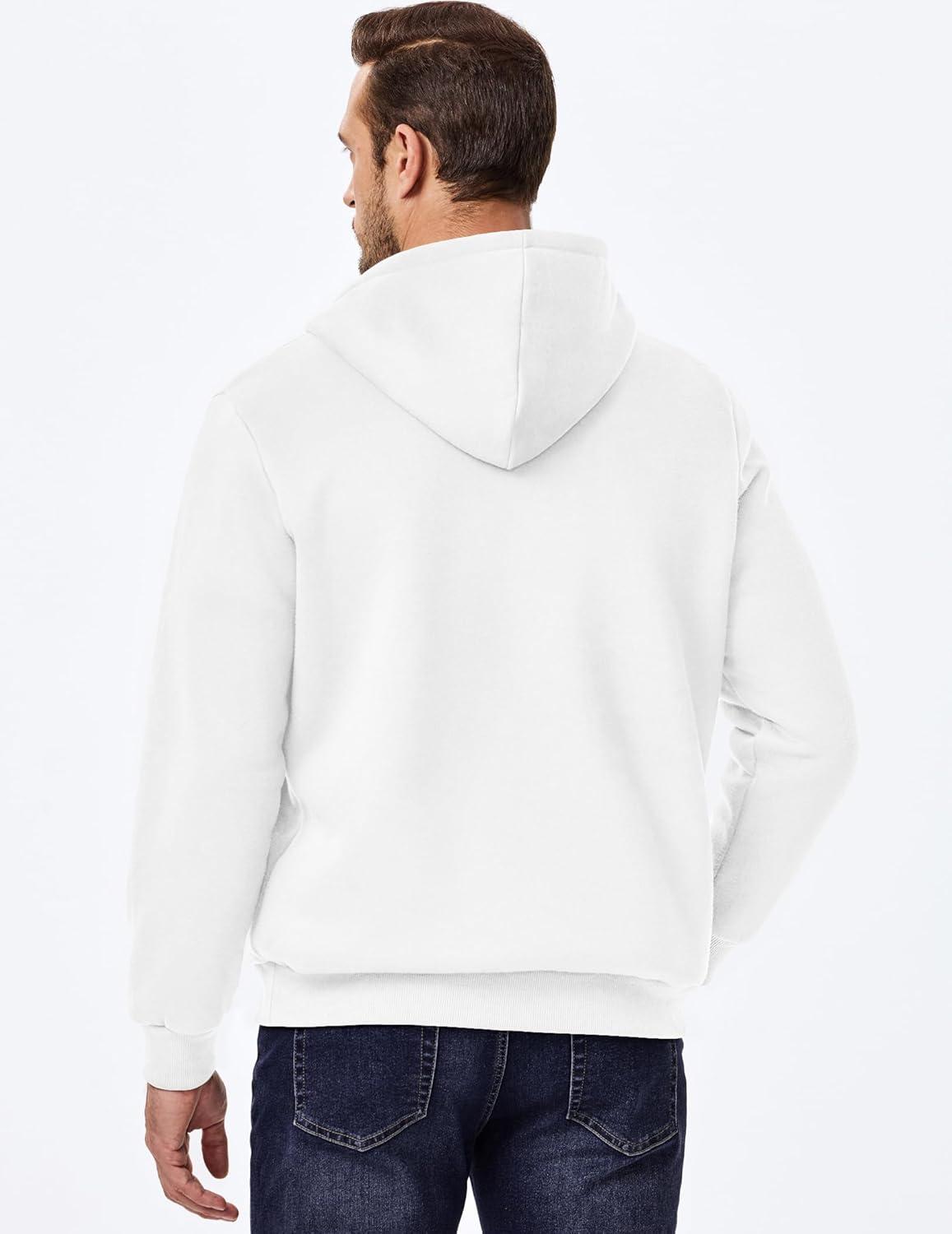 imageJMIERR Mens 2025 Casual Fahsion Fall Hoodie Pullover Quarter Drawstring Fleece Winter Button Hooded Shirt with PocketC White