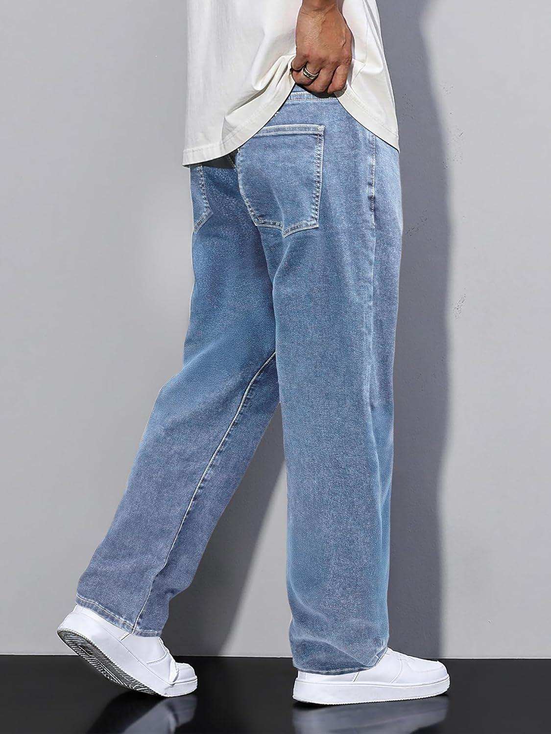 imageJMIERR Mens Baggy Jeans Wide Leg Skater Hip Hop Denim Pants Y2K Vintage Loose Fit StreetwearBeau Blue