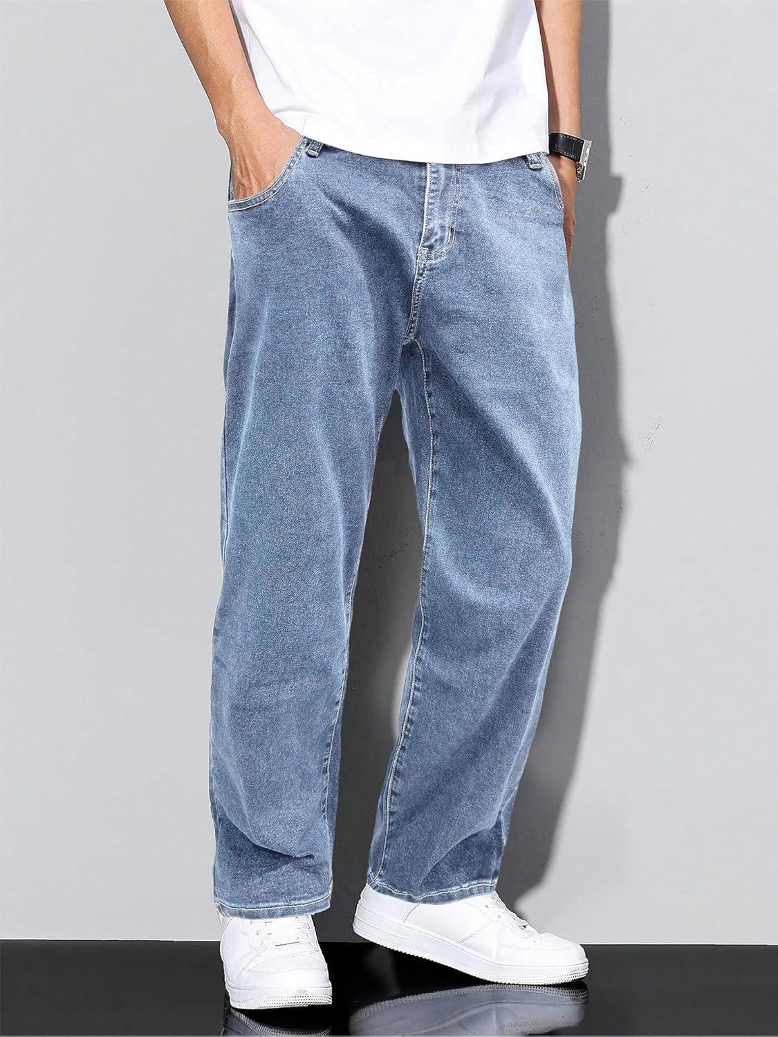 imageJMIERR Mens Baggy Jeans Wide Leg Skater Hip Hop Denim Pants Y2K Vintage Loose Fit StreetwearBeau Blue