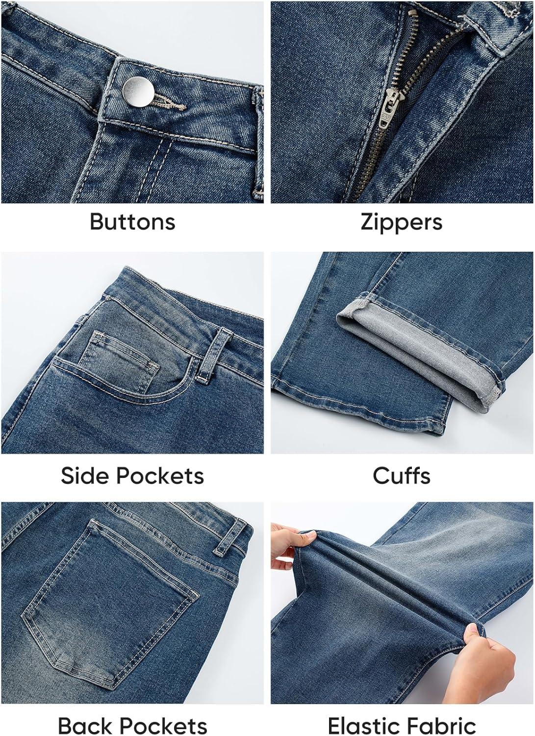 imageJMIERR Mens Baggy Jeans Wide Leg Skater Hip Hop Denim Pants Y2K Vintage Loose Fit StreetwearBlue