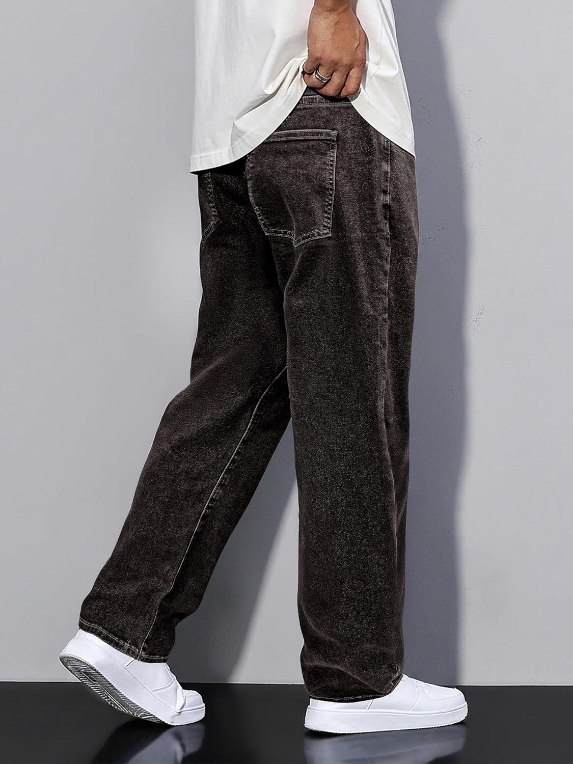 imageJMIERR Mens Baggy Jeans Wide Leg Skater Hip Hop Denim Pants Y2K Vintage Loose Fit StreetwearDark Grey