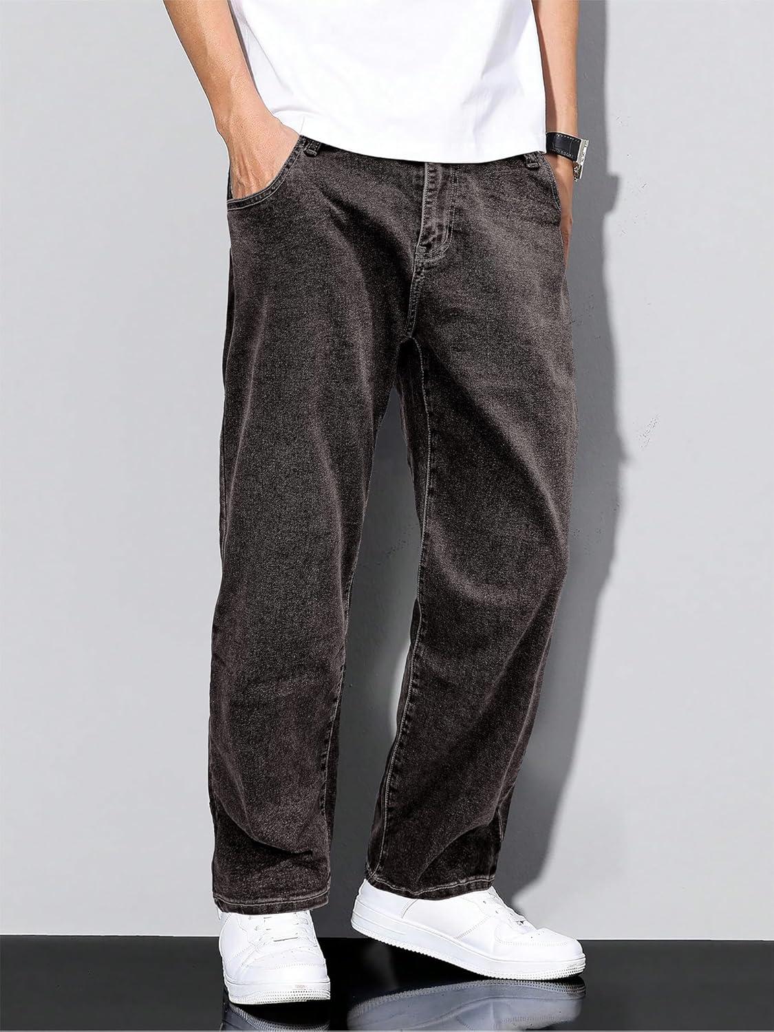 imageJMIERR Mens Baggy Jeans Wide Leg Skater Hip Hop Denim Pants Y2K Vintage Loose Fit StreetwearDark Grey