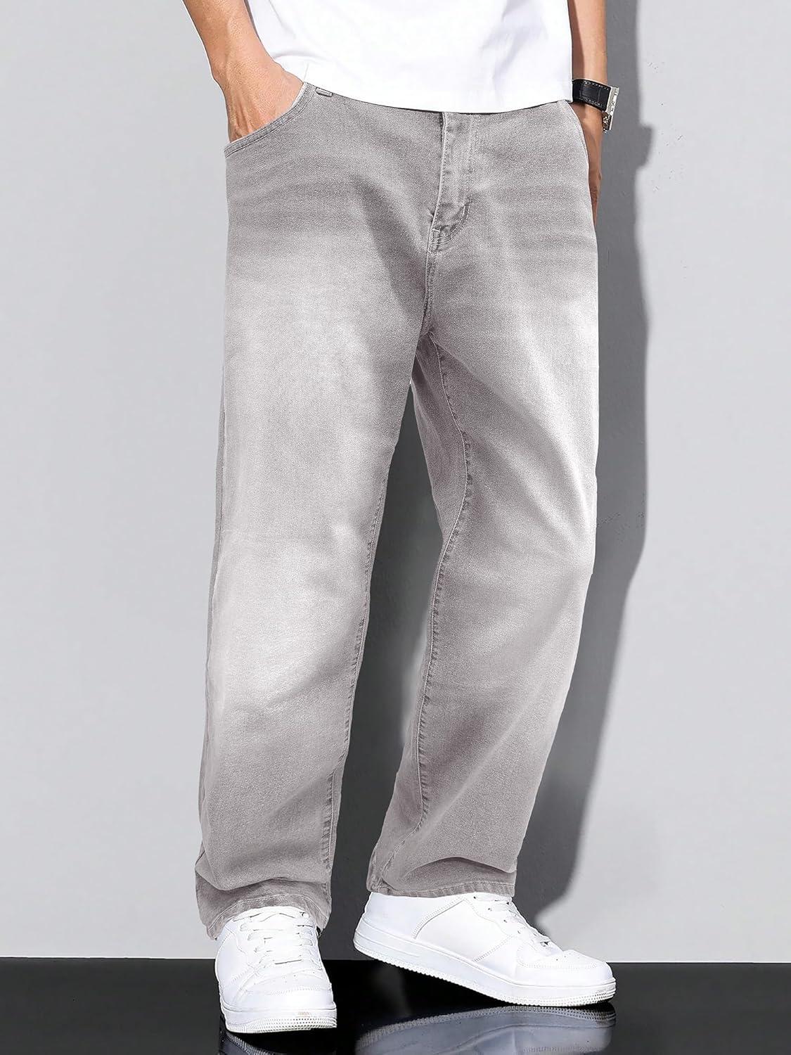 imageJMIERR Mens Baggy Jeans Wide Leg Skater Hip Hop Denim Pants Y2K Vintage Loose Fit StreetwearLight Grey