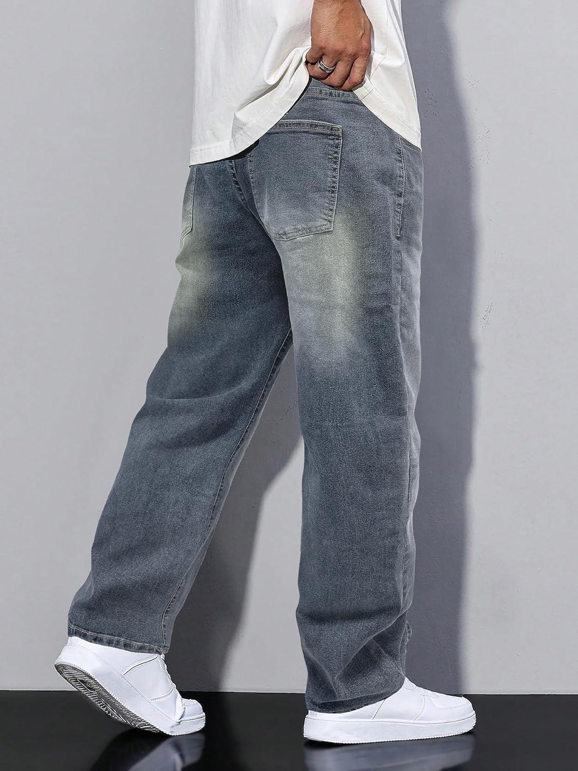 imageJMIERR Mens Baggy Jeans Wide Leg Skater Hip Hop Denim Pants Y2K Vintage Loose Fit StreetwearRetro Blue